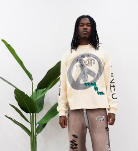 "LUV ONES" LONGSLEEVE TEE ( CREAM T-SHIRT W/ MULTI)