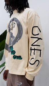 "LUV ONES" LONGSLEEVE TEE ( CREAM T-SHIRT W/ MULTI)