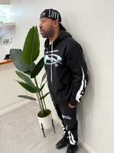 Load image into Gallery viewer, "TECH DIVISION FULLZIP SET" PANTS &amp; LONGSLEEVE T-SHIRT (BLACK PANTS W/ BLACK TEE)