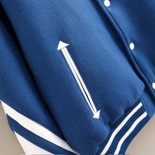 Load image into Gallery viewer, &quot;BIG O&quot; HOODED VARSITY COAT (DENIM BLUE W/ WHITE &amp; GREY HOOD)