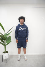 Load image into Gallery viewer, "THE PLANE JANE STAPLE SUMMER 26" HOODIE SHORT SET (DARK BLUE W/ WHITE)