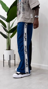 "BAGGY DADDY TWO TONE NYLONS" WIDELEG NYLON PANTS (BLACK/NAVY)