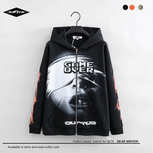 Load image into Gallery viewer, &quot;LIVE IN ART COLLECTION&quot; GAME OVER - OVERSIZED BLACK FULLZIP HOODIE