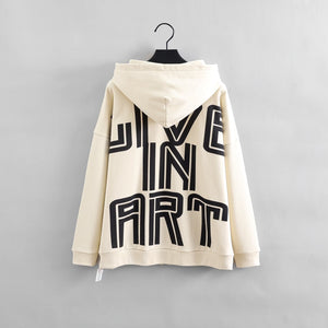 "LIVE IN ART COLLECTION" "EYE DON'T CARE" - OVERSIZED OFF WHITE FULLZIP HOODIE