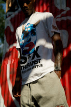 Load image into Gallery viewer, “S*X THERIPIST” SHORTSET T-SHIRT W/ SHORTS (WHITE TEE W GREY SHORTS)