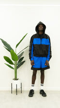 Load image into Gallery viewer, &quot;OUFTUR BLOCK DIVISION&quot; FULLZIP NYLON HOODIE SHORT SET (BLACK W/ ROYAL)