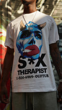 Load image into Gallery viewer, “S*X THERIPIST” SHORTSET T-SHIRT W/ SHORTS (WHITE TEE W GREY SHORTS)