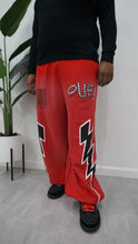 Load image into Gallery viewer, "OUF BOLT BAGGY SWEATS" (REDSPRAY W/ BLACK &amp; WHITE)