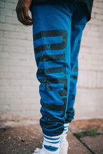 Load image into Gallery viewer, &quot;WASHED OUT Fashion District SET&quot; SWEATPANTS AND TEE ROYAL BLUE W/ BLACK