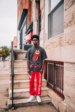 Load image into Gallery viewer, &quot;SOUL SNATCHER&quot; SLIGHTLY OVERSIZED TEE (CHARCOAL W/ RED / BLACK)