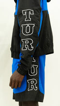 Load image into Gallery viewer, &quot;OUFTUR BLOCK DIVISION&quot; FULLZIP NYLON HOODIE SHORT SET (BLACK W/ ROYAL)
