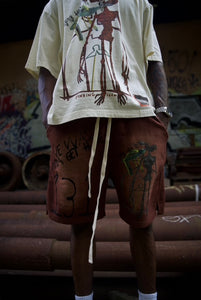 "AREA 131" FLEECE SHORTS (BROWNWASH)