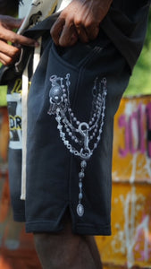 "ROCKOUT" FLEECE SHORTS (BLACKWASH)