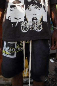 "ROCKOUT" FLEECE SHORTS (BLACKWASH)