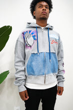 Load image into Gallery viewer, &quot;SANITY&quot; PULLOVER ZIP HOODIE (GREY W/ MULTI)
