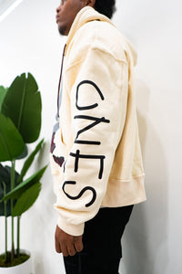 "LUV ONES" PULLOVER ZIP HOODIE (CREAM W/ MULTI)