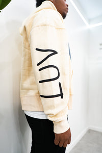 "LUV ONES" PULLOVER ZIP HOODIE (CREAM W/ MULTI)