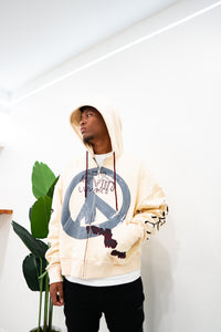"LUV ONES" PULLOVER ZIP HOODIE (CREAM W/ MULTI)