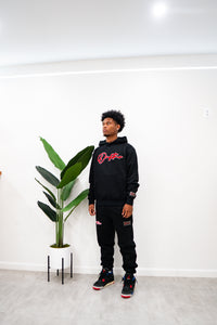 "THE PLANE JANE STAPLE SET FW 25/26" HOODIE (BLACK W/ RED)