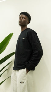 “ELITE DIAMOND TEE” BOXY OVERSIZED LONGSLEEVE T-SHIRT (BLACK W/ METAL PATCH)