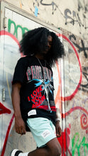Load image into Gallery viewer, “PAIN KILLER” SHORTSET T-SHIRT W/ SHORTS (BLACK TEE W SKYBLUE SHORTS)
