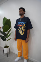 Load image into Gallery viewer, “ROCK ON” BOXY STYLE T-SHIRT (DARK BLUE W/ MULTI)