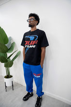 Load image into Gallery viewer, “THE SWOOSH” BLACK BOXY STYLE T-SHIRT W/ SWEATS (BLACK W/ ROYAL)
