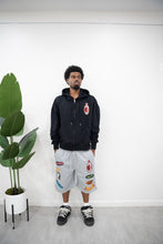 Load image into Gallery viewer, "THE QUEEN IS DEAD” SET SUMMER 26" HOODIE SHORT SET (BLACK W/ GREY)
