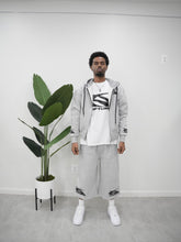 Load image into Gallery viewer, "3/4 OUFTURLUX SET SUMMER 26" HOODIE SHORT SET (GREY W/ BLACK)