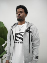 Load image into Gallery viewer, "3/4 OUFTURLUX SET SUMMER 26" HOODIE SHORT SET (GREY W/ BLACK)