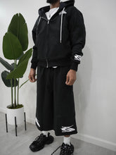 Load image into Gallery viewer, "3/4 OUFTURLUX SET SUMMER 26" HOODIE SHORT SET (BLACK W/ WHITE)