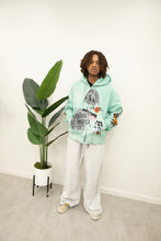 Load image into Gallery viewer, "MOVIE OVER" HOODIE DISTRESSED (TEAL W/ MULTISCREEN) CUSTOM SPRAY