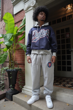 Load image into Gallery viewer, "THE VARSITY CREST" HOODIE SET (NABY BLUE W/ GREY)