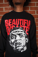 Load image into Gallery viewer, "BEAUTIFUL DISASTER'" LONGSLEEVE TEE ( BLACK W/RED)