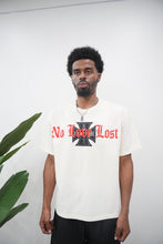 Load image into Gallery viewer, “NO LOVE LOST” BOXY STYLE T-SHIRT (WHITE W/ BLACK/RED)