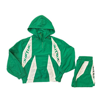 Load image into Gallery viewer, &quot;DIAMOND DETATCHED MOTO SET&quot; SHORTS &amp; DETACHABLE JACKET (GREEN/WHITE)
