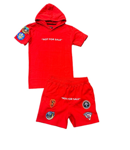"PATCH SET (NOT FOR SALE)" SHORT SLEEVE HOODY SET (RED)