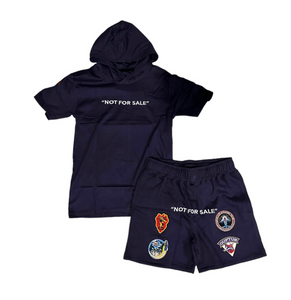 "PATCH SET (NOT FOR SALE)" SHORT SLEEVE HOODY SET (NAVY BLUE)