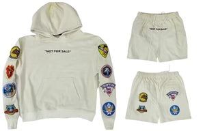 "PATCH SET (NOT FOR SALE)" HOODY AND SHORT SET (OFF-WHITE)